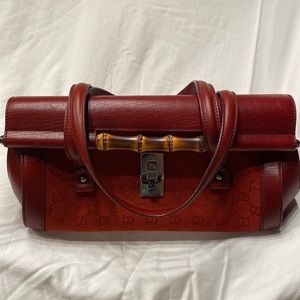 Gucci Red Bamboo Bullet Bag